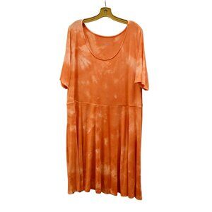 Women's Ava & Viv Orange Custom Bleach Dye Stretch  T-shirt Dres Plus Size 2X